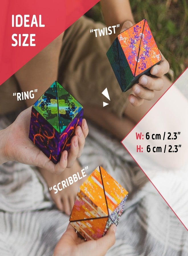 CUBENDI Geometric Origami Puzzle - Infinity Fidget Cube for Adults, Kids & Teens - Mesmerizing & Magnetic Shape Shifting Box w/48 Rare Earth Magnets - by Fun in Motion Toys (Twist) - Image 5